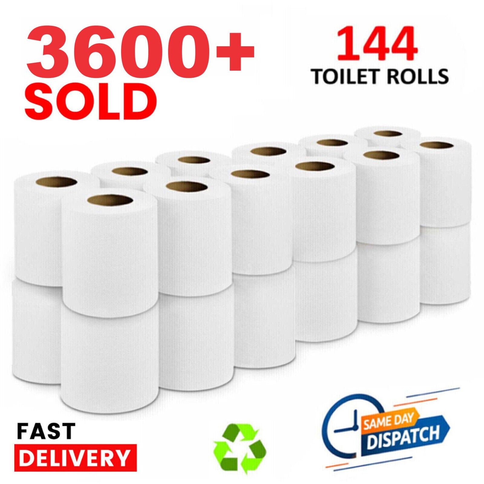 144 Rolls Toilet Roll 2Ply Quilted Bathroom Tissue Luxury Rolls Bulk Wholesale