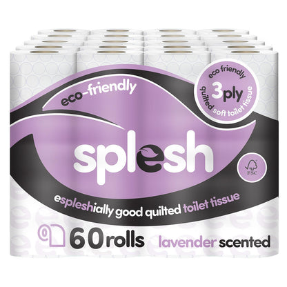 Splesh Toilet Rolls 60 Pack - White, Lavender, Vanilla, Aloe, Luna or Watermelon