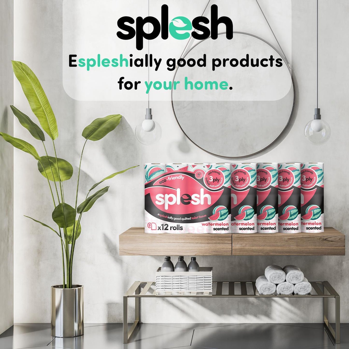 Splesh Toilet Rolls 60 Pack - White, Lavender, Vanilla, Aloe, Luna or Watermelon