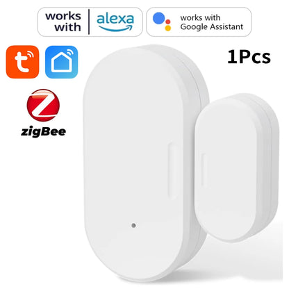 Tuya Zigbee Smart Door Window Sensor Door Open Closed Detectors Smart Home Security Protection Alarm System for Alexa Google