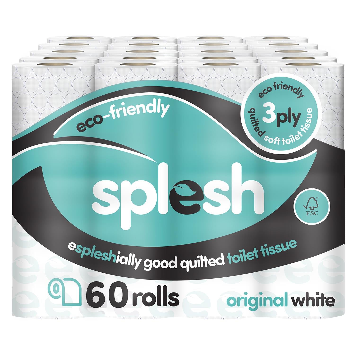 Splesh Toilet Rolls 60 Pack - White, Lavender, Vanilla, Aloe, Luna or Watermelon