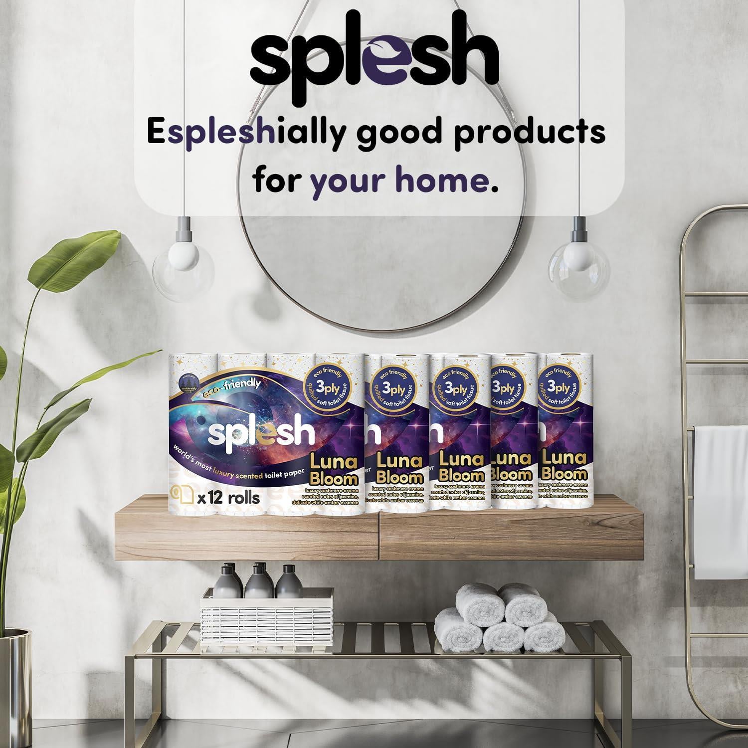 Splesh Toilet Rolls 60 Pack - White, Lavender, Vanilla, Aloe, Luna or Watermelon