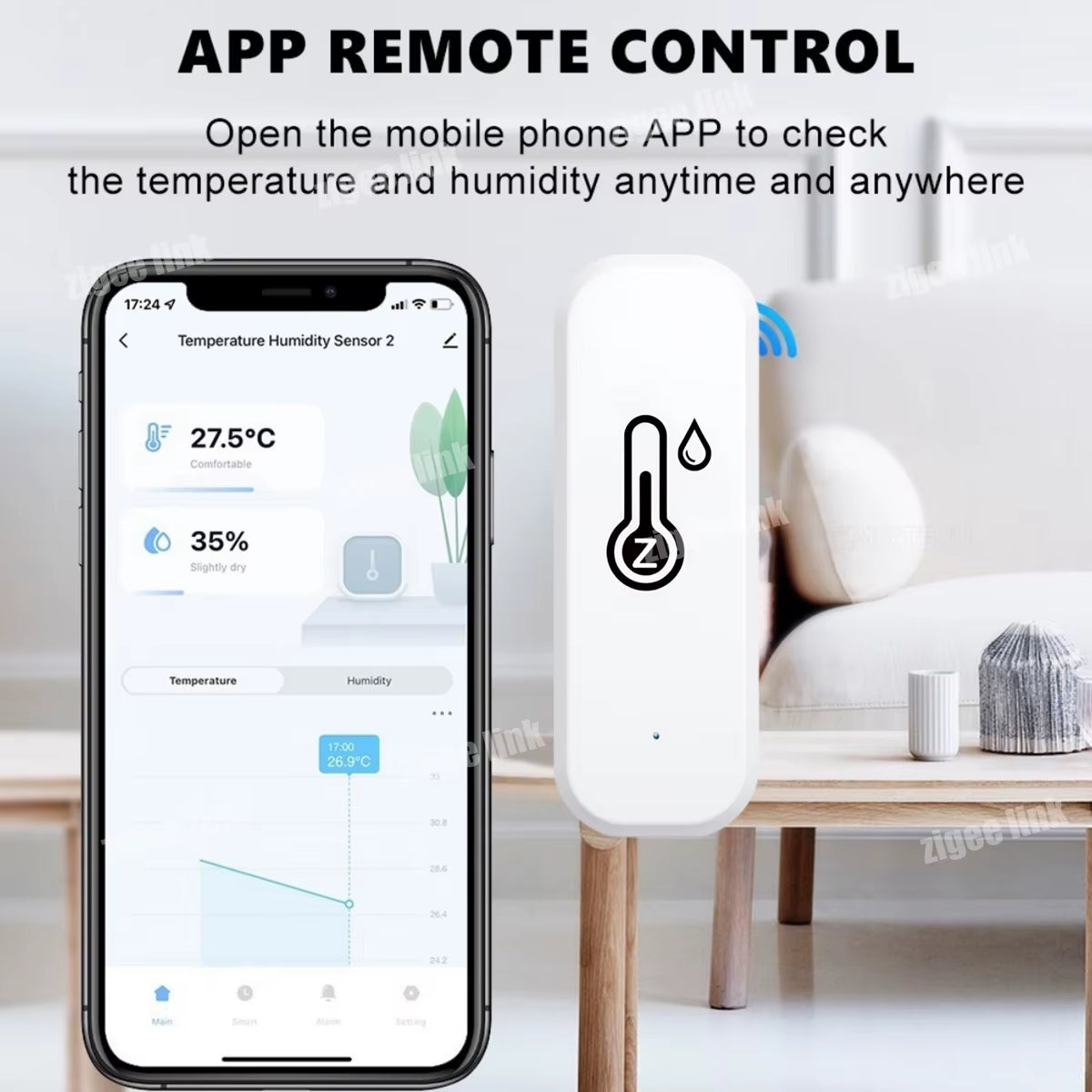 Smart Temperature and Humidity Sensor Tuya Zigbee/Wifi Home Connected Thermometer Compatible with Smart Life Alexa