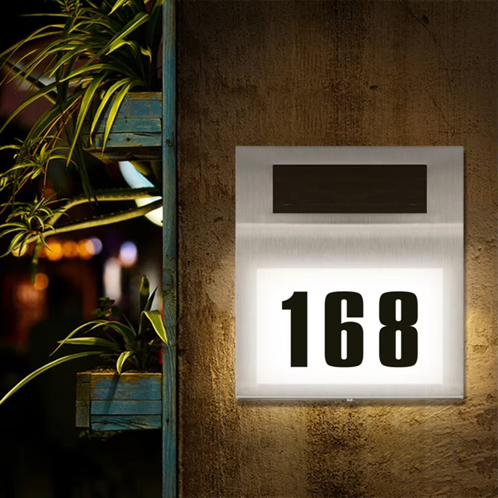 House Number LED Solar Lamp Waterproof Outdoor House Address Number Sign Lights Solar Powered Outdoor Lighting