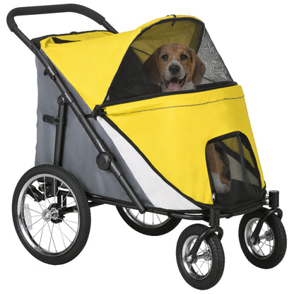 Easy Fold Dog Stroller with Washable Cushion for Medium and Large Pets