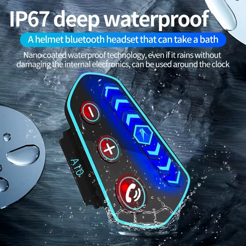 A10 Motorcycle Helmet Bluetooth Headset Wireless V5.0 Waterproof Handsfree Call Music Earphone 1000Mah Riders Moto GPS Headphone