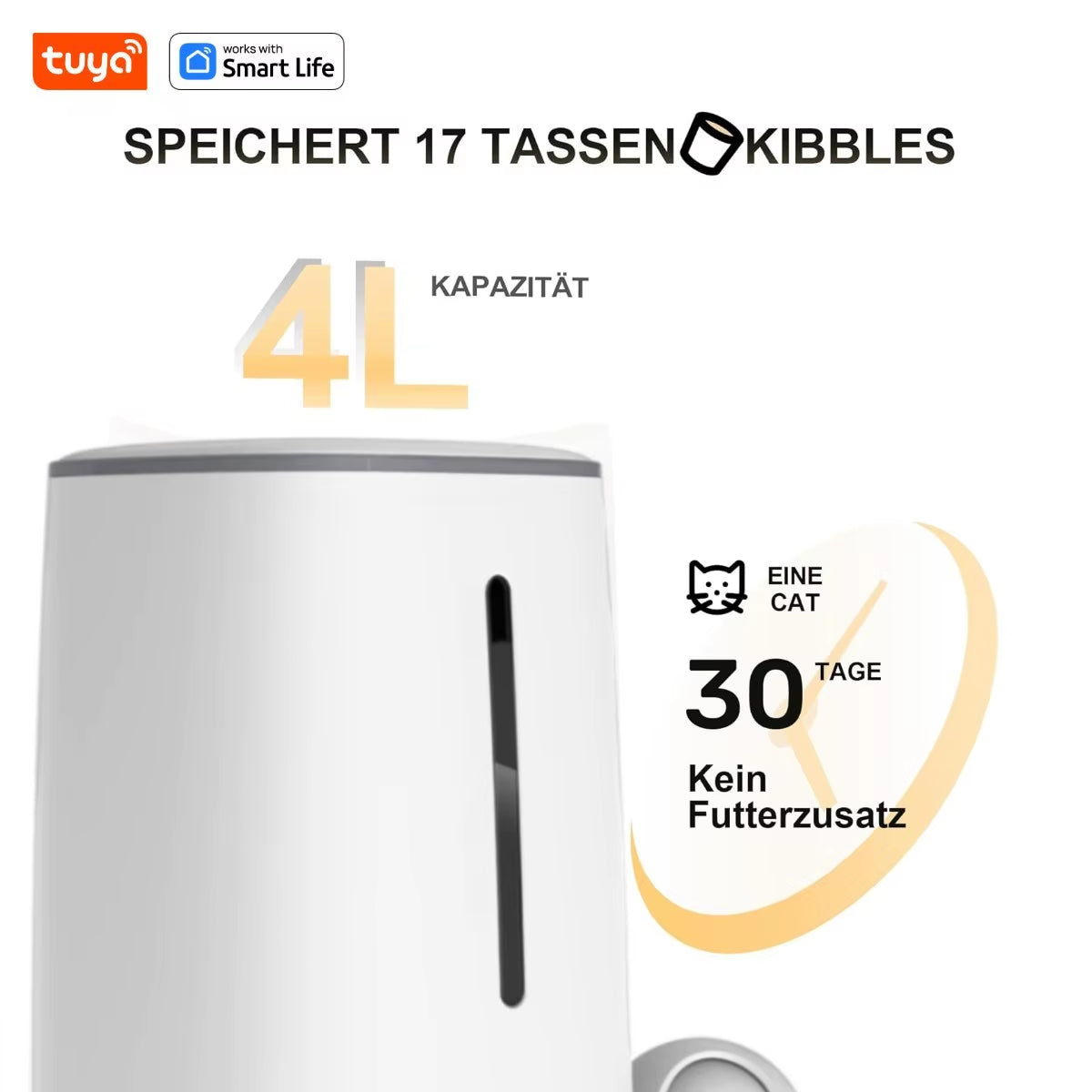 4L Automatic Pet Feeder For1/2Cats,Wifi Smart Feed Automatic Pet Feeder for Cats& Dogs,Timed Pet Food Dispenser with APP Control