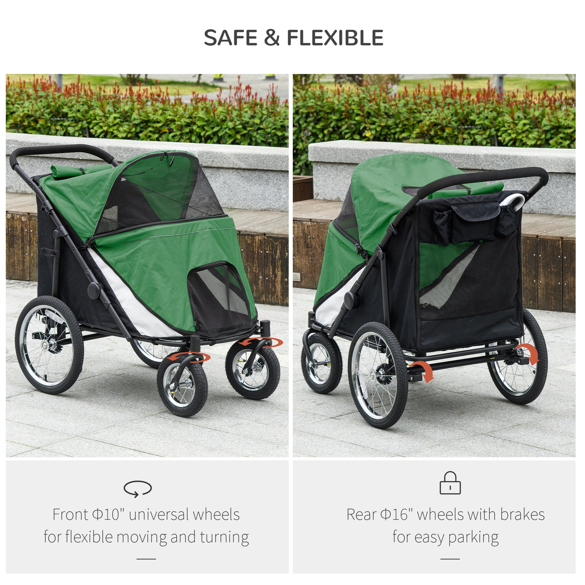 Easy Fold Dog Stroller with Washable Cushion for Medium and Large Pets