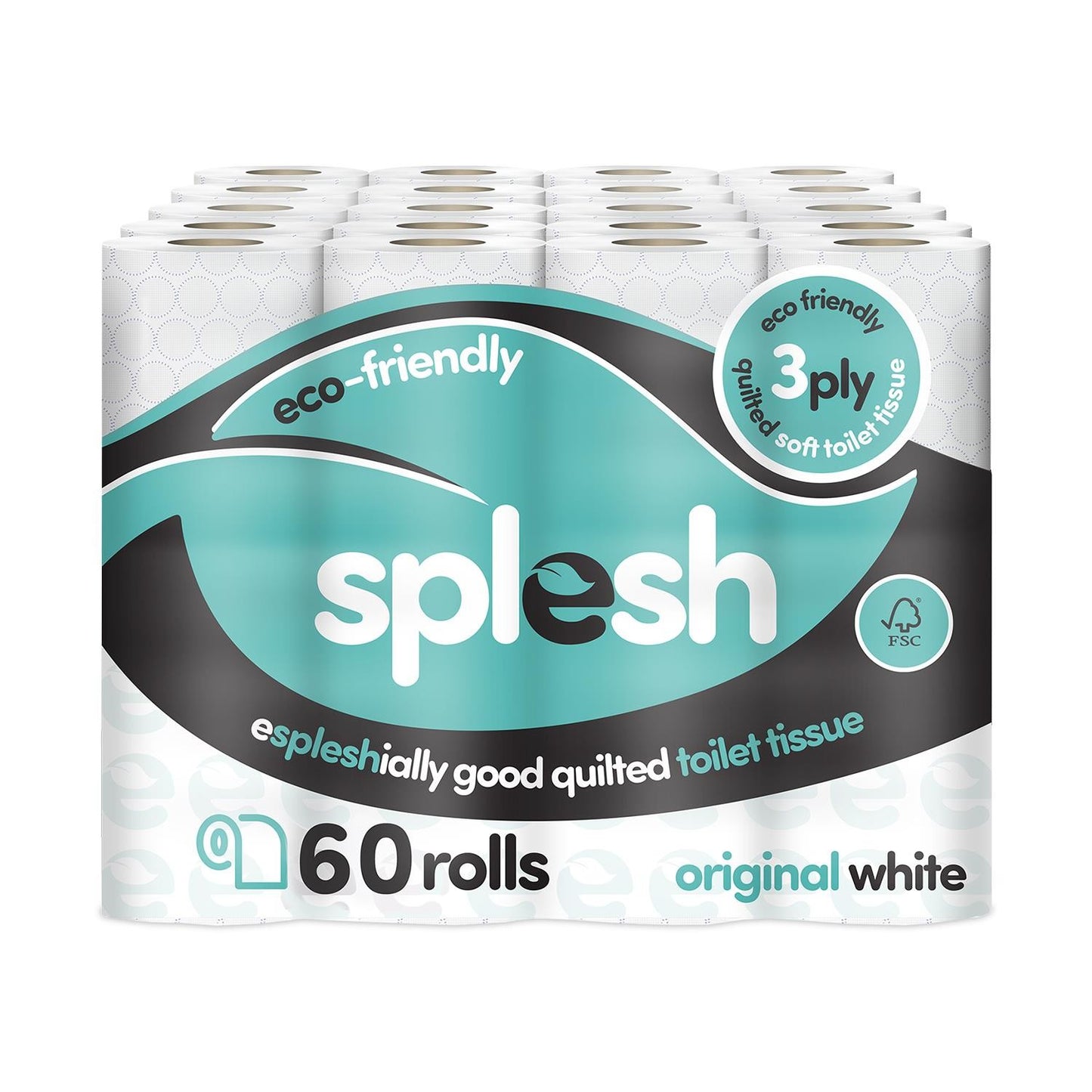 Splesh Toilet Rolls 60 Pack - White, Lavender, Vanilla, Aloe, Luna or Watermelon