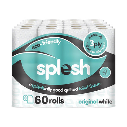 Splesh Toilet Rolls 60 Pack - White, Lavender, Vanilla, Aloe, Luna or Watermelon