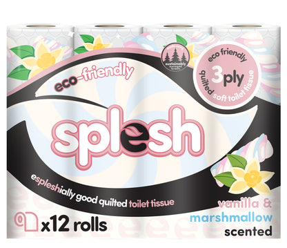 Splesh Toilet Rolls 60 Pack - White, Lavender, Vanilla, Aloe, Luna or Watermelon