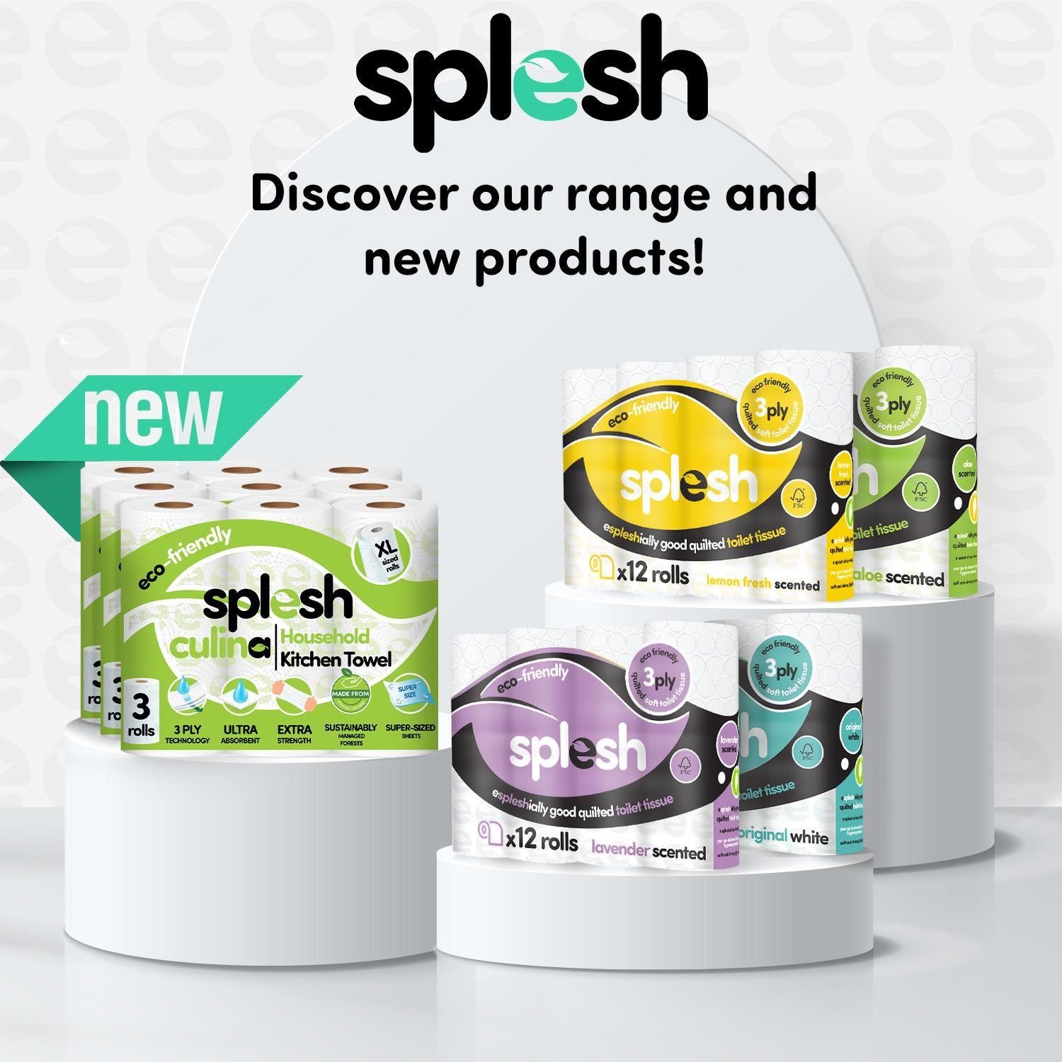 Splesh Toilet Rolls 60 Pack - White, Lavender, Vanilla, Aloe, Luna or Watermelon
