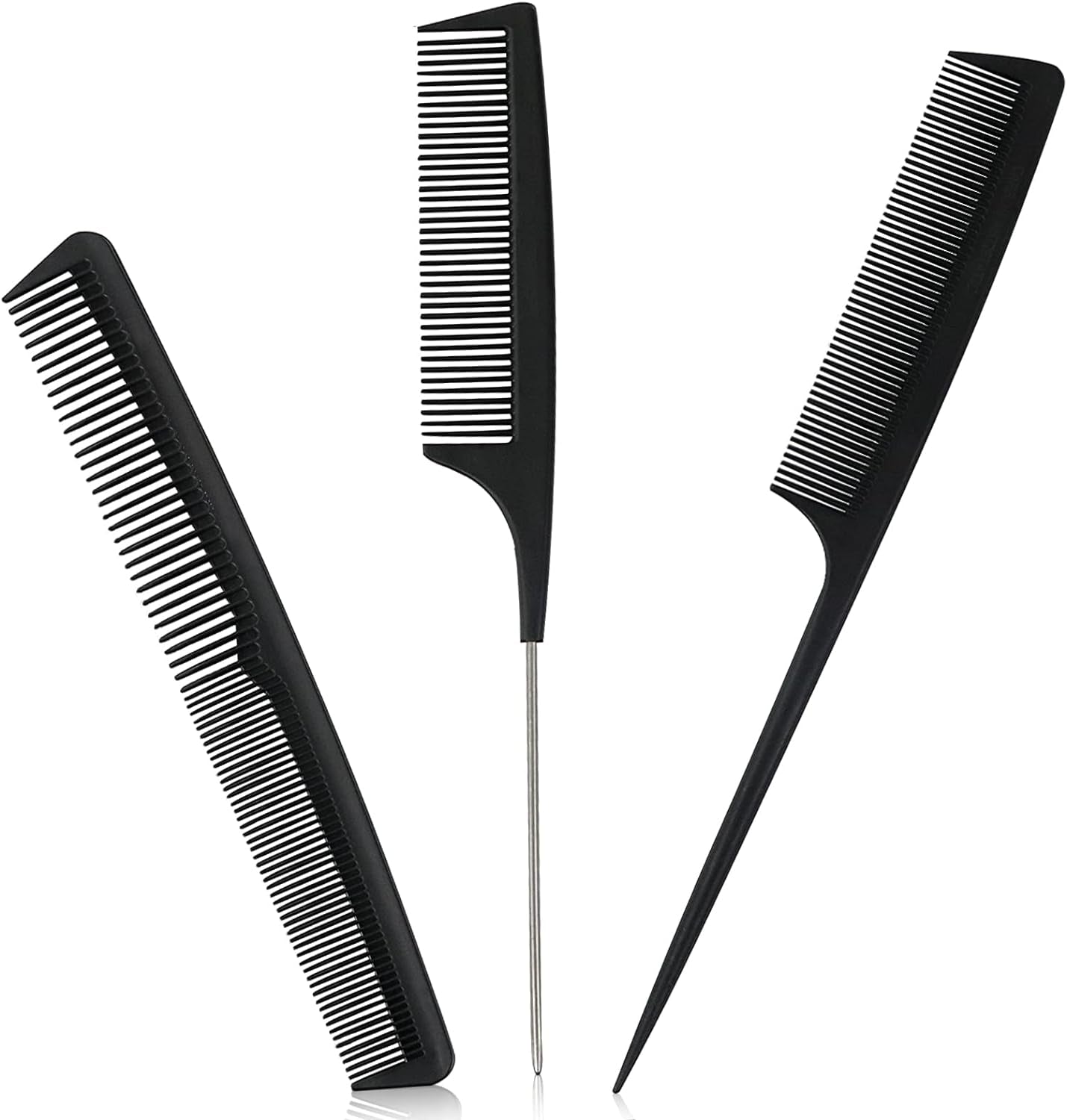 Comb, 3 Pieces Tail Combs Set, Fine Tooth Combs, Carbon Fibre Stylingcombs, Hairdressing Comb, Teasing Haircomb for Women and Men, anti Static, Heat Resistant