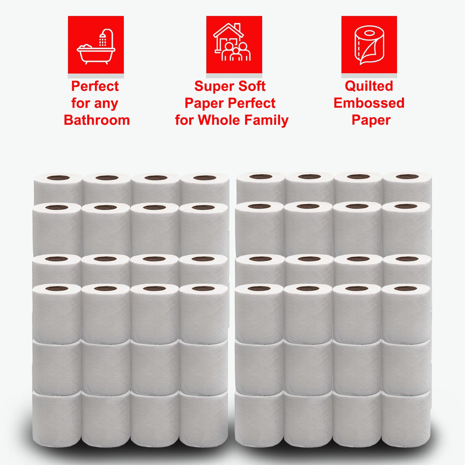 36,72,144,288 2Ply Toilet Rolls Quilted Embossed Paper Luxury Soft Tissue Bulk