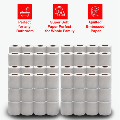 36,72,144,288 2Ply Toilet Rolls Quilted Embossed Paper Luxury Soft Tissue Bulk