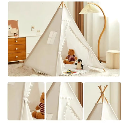 1.6M/1.3M Kid Tent Indoor Play House Wigwam for Child Portable Child Tipi Tents Teepee Toddler Ball Pit Girl Castle Play Room