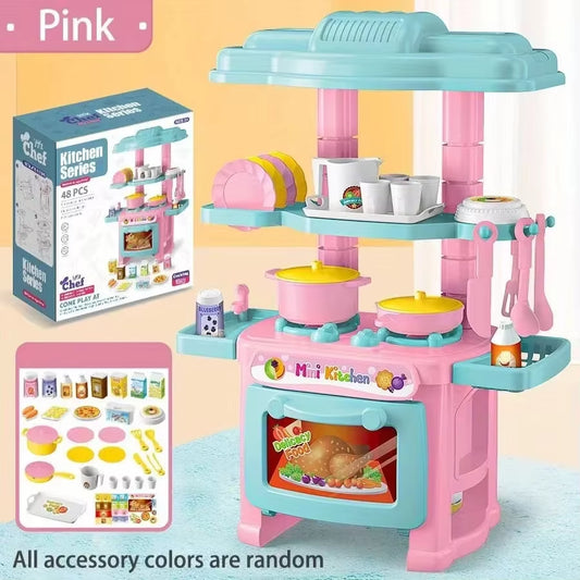 Mini Kitchen Counter Play Set DIY Simulated Cooking Food Tableware Play House Role Play Pretend Game Toy Gift Kid Boy Children