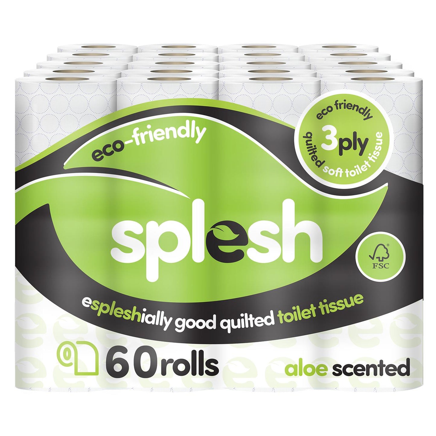 Splesh Toilet Rolls 60 Pack - White, Lavender, Vanilla, Aloe, Luna or Watermelon