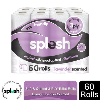 Splesh Toilet Rolls 60 Pack - White, Lavender, Vanilla, Aloe, Luna or Watermelon