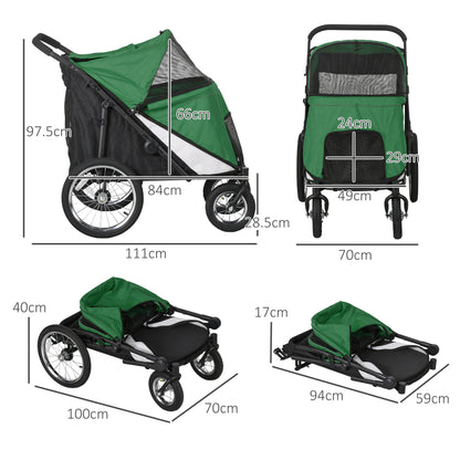 Easy Fold Dog Stroller with Washable Cushion for Medium and Large Pets