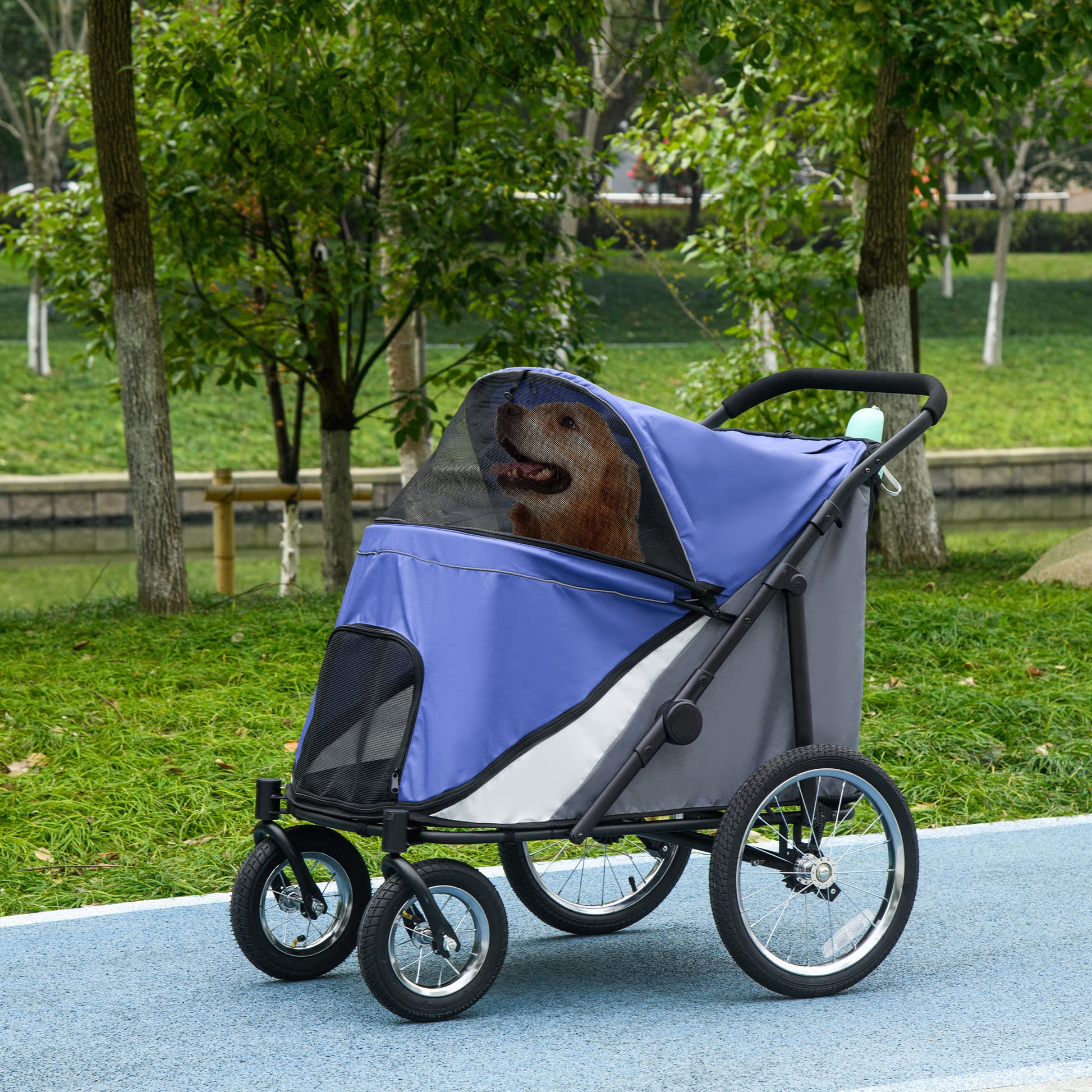 Easy Fold Dog Stroller with Washable Cushion for Medium and Large Pets