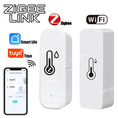 Smart Temperature and Humidity Sensor Tuya Zigbee/Wifi Home Connected Thermometer Compatible with Smart Life Alexa