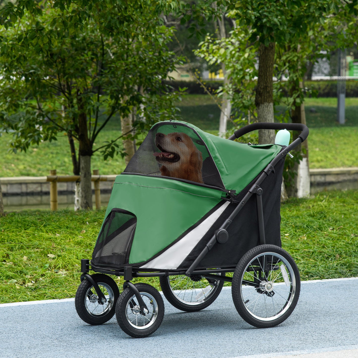 Easy Fold Dog Stroller with Washable Cushion for Medium and Large Pets
