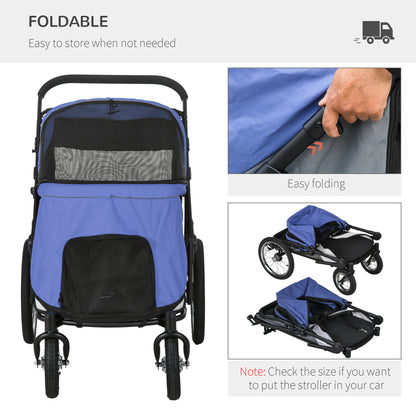 Easy Fold Dog Stroller with Washable Cushion for Medium and Large Pets