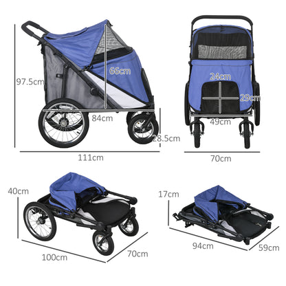 Easy Fold Dog Stroller with Washable Cushion for Medium and Large Pets