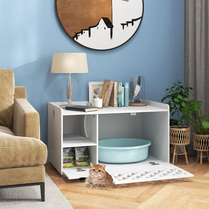 Cat Litter Box Enclosure with Removable Cushion and Door