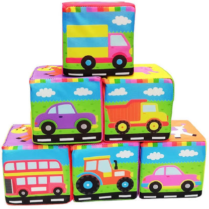 6PCS Cloth Building Blocks Baby Infant Soft Plush Doll Kids Sensory Educational Toys for Children Building Cube Construction Set