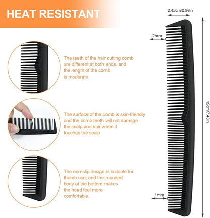 Comb, 3 Pieces Tail Combs Set, Fine Tooth Combs, Carbon Fibre Stylingcombs, Hairdressing Comb, Teasing Haircomb for Women and Men, anti Static, Heat Resistant