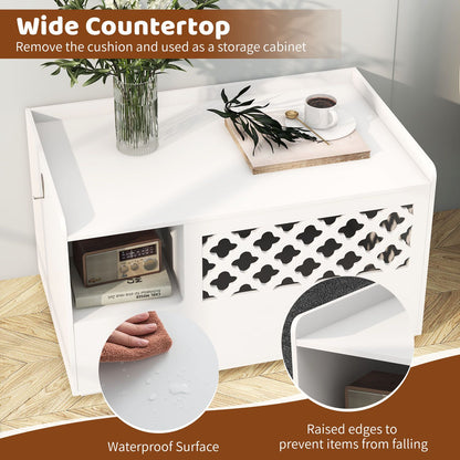 Cat Litter Box Enclosure with Removable Cushion and Door
