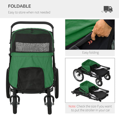 Easy Fold Dog Stroller with Washable Cushion for Medium and Large Pets