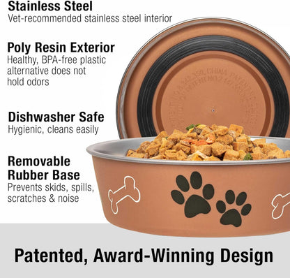 Loving Pets Stainless Steel Bella Dog Bowl Non-Slip Dishwasher Safe & Bacteria R