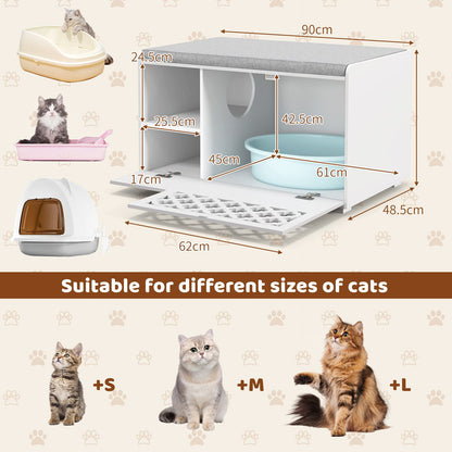 Cat Litter Box Enclosure with Removable Cushion and Door