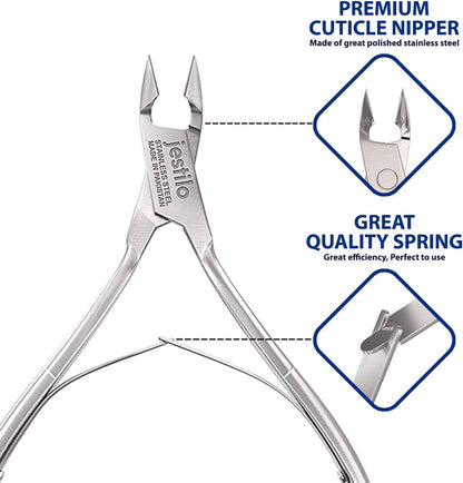 Cuticle Remover Tool Set with Cuticle Cutter and Cuticle Pusher - Stainless Steel Professional Cuticle Nipper and Pusher Nail Care Tools for Salon and Level Mani-Pedi at Home (Silver)