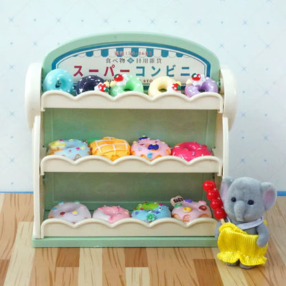 21PCS Drink Shelf Simulation Supermarket Miniature Furniture Model Dollhouse Accessories Shop Bread Dessert Food Kitchen Toy