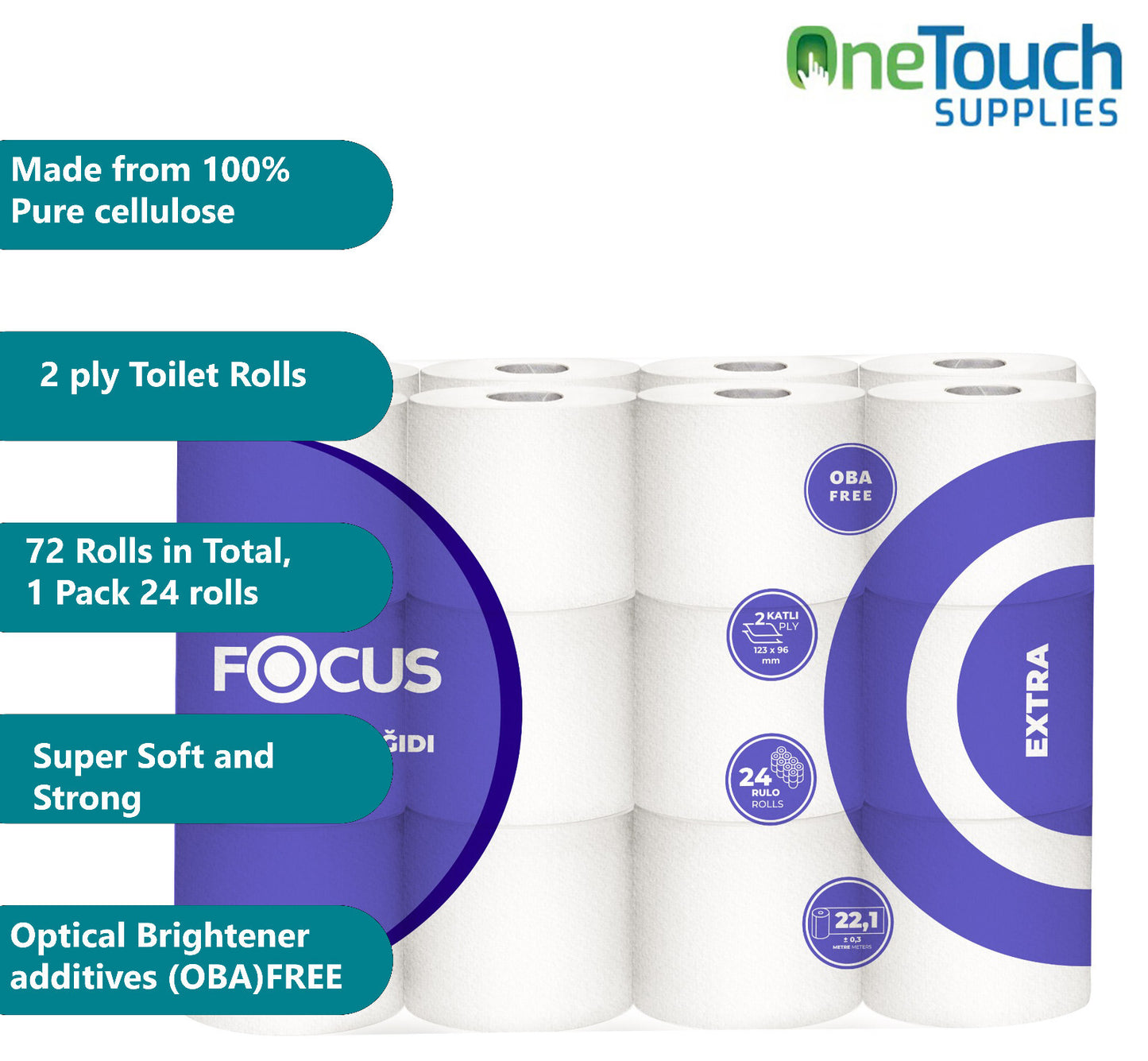 72 White Toilet Rolls Extra Soft Toilet Paper Quilted White Rolls Luxury Soft