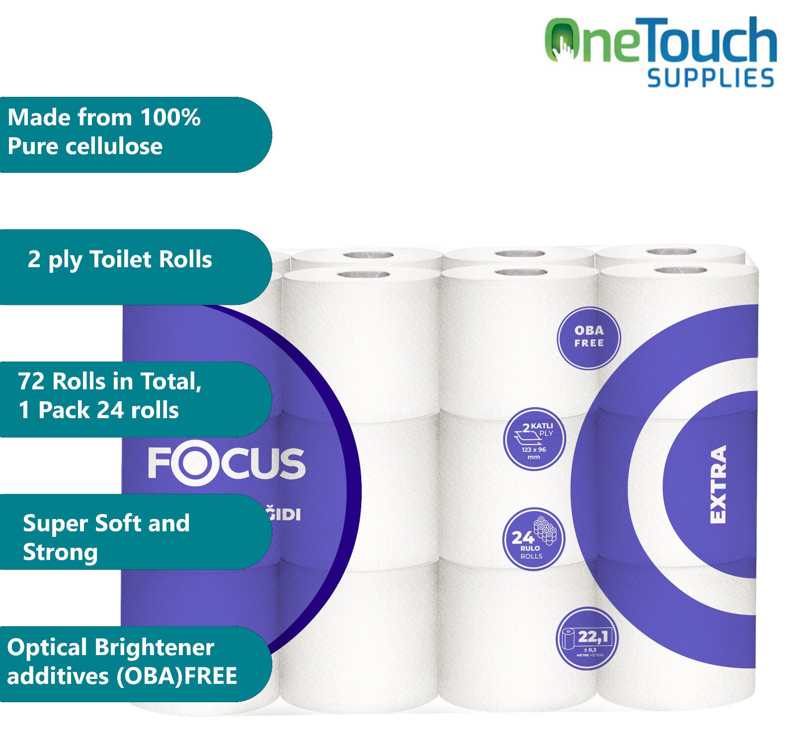 72 White Toilet Rolls Extra Soft Toilet Paper Quilted White Rolls Luxury Soft