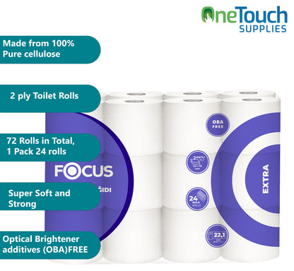 72 White Toilet Rolls Extra Soft Toilet Paper Quilted White Rolls Luxury Soft